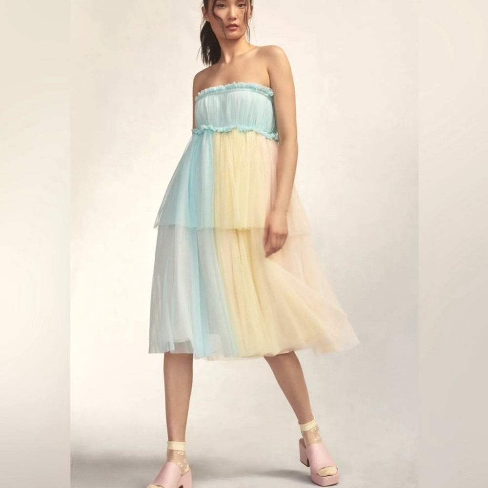 Pernille Rosenkilde Strapless Tiered Tulle Dress- Medium